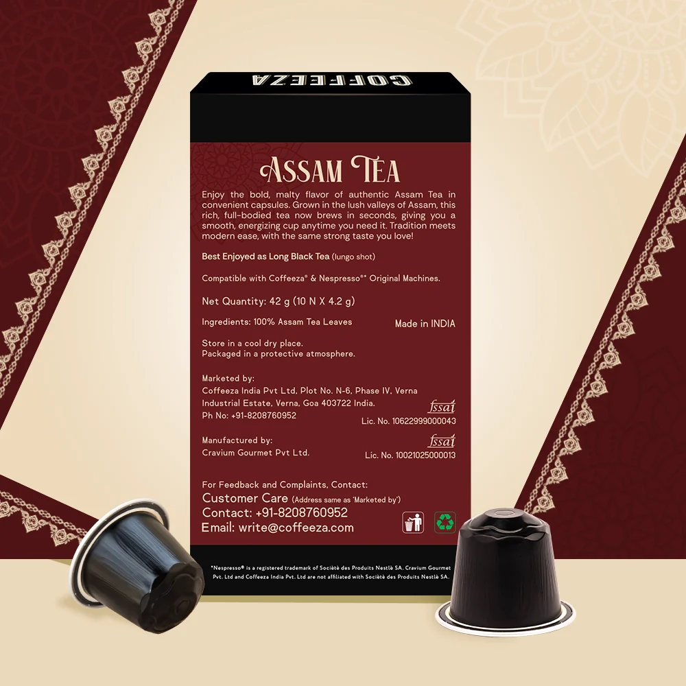 Coffeeza Assam Tea Capsules, India's Finest Tea in Aluminium Capsules - Image 3