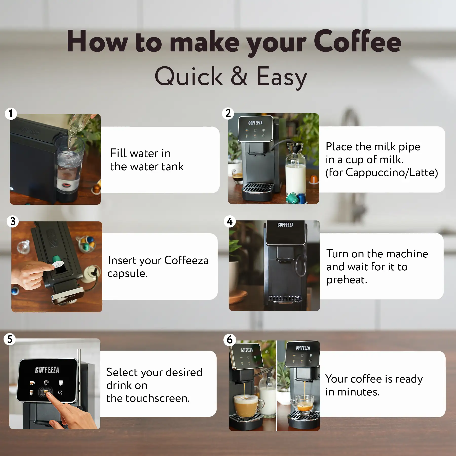 Coffeeza Lattisso Pro One Touch Cappuccino Latte Espresso Machine with Touchscreen, 19 Bar, with Milk Frothing, Auto Cleaning  + 10 FREE Coffee Capsules + 1 Year Membership Benefits - Image 10