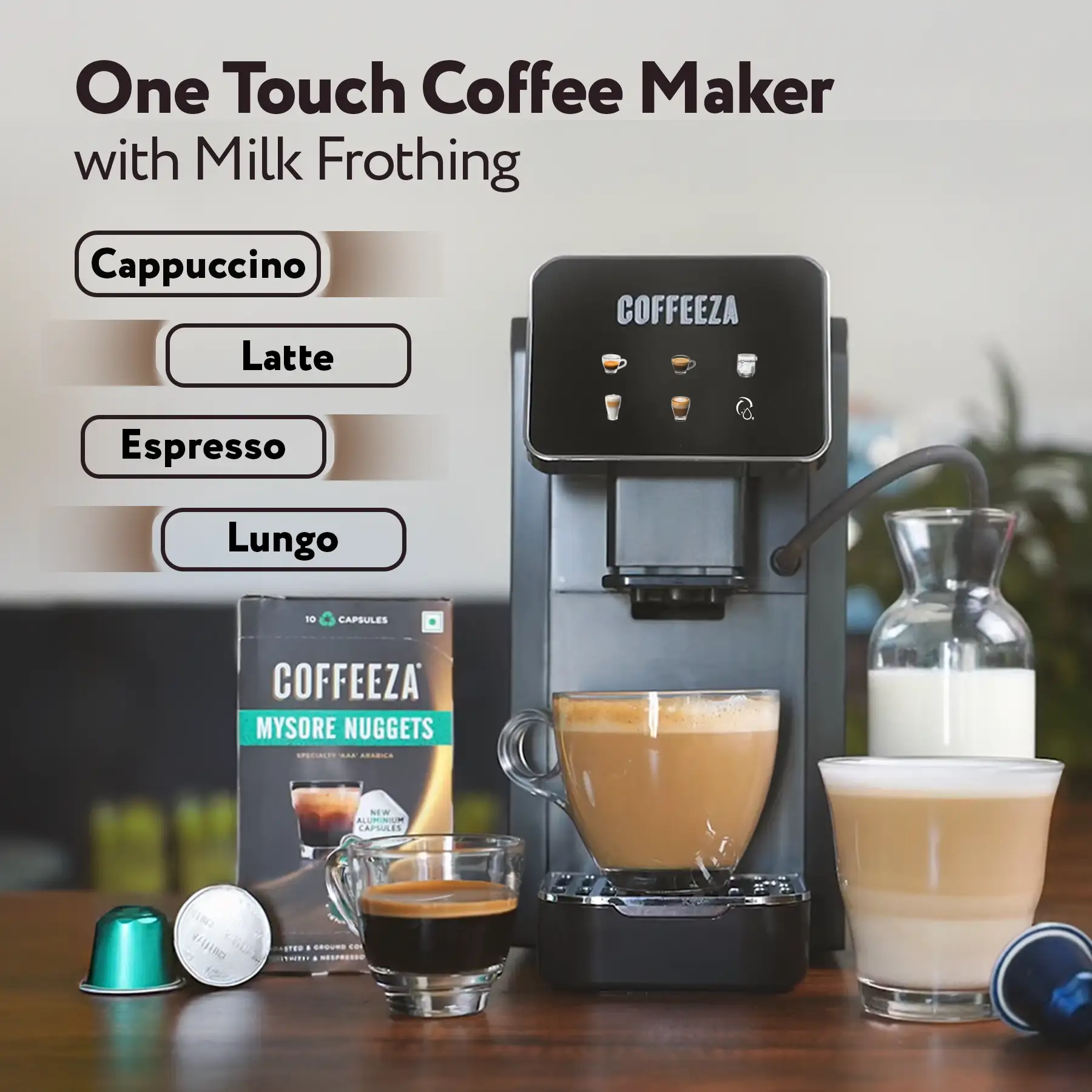 Coffeeza Lattisso Pro One Touch Cappuccino Latte Espresso Machine with Touchscreen, 19 Bar, with Milk Frothing, Auto Cleaning  + 10 FREE Coffee Capsules + 1 Year Membership Benefits - Image 4