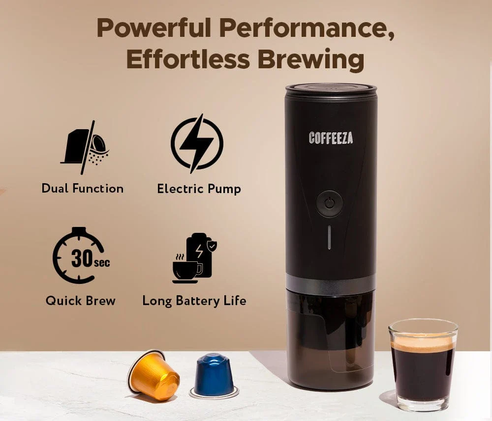 Finero Mini Portable Espresso Machine + Frothimo Pro Milk Frother & Heater + 10 FREE Coffee Pods+ 1 Year Membership Benefits - Image 4