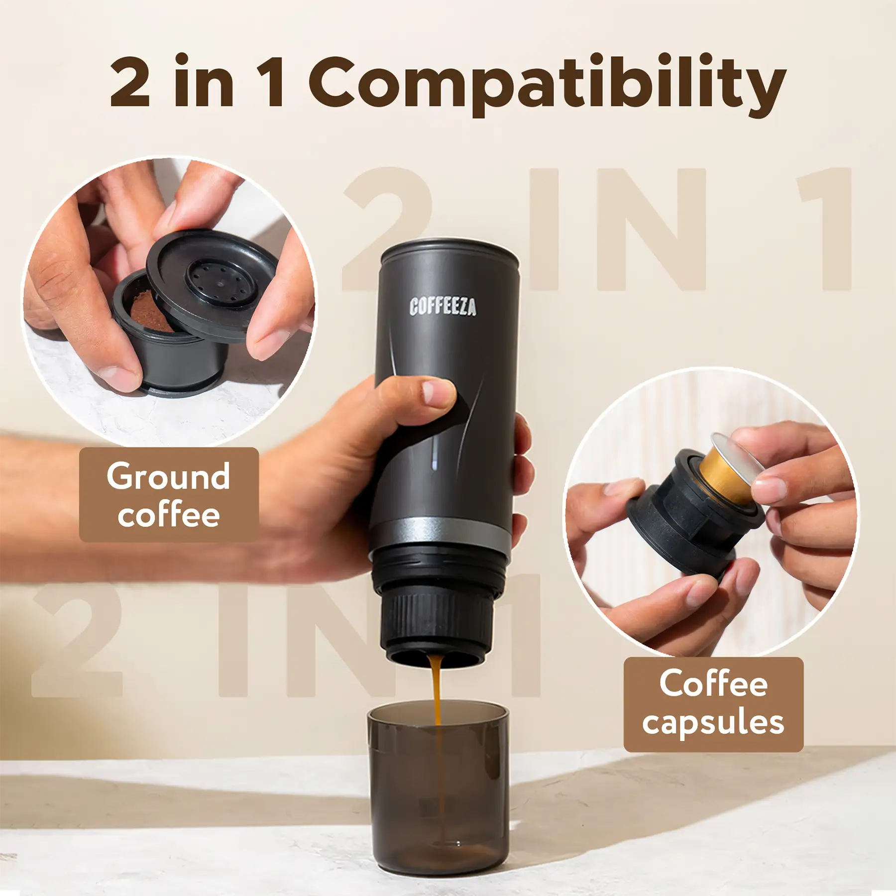 Finero Mini Portable Espresso Machine + Handheld Milk Frother  + 10 FREE Coffee Pods + 1 Year Membership Benefits - Image 6