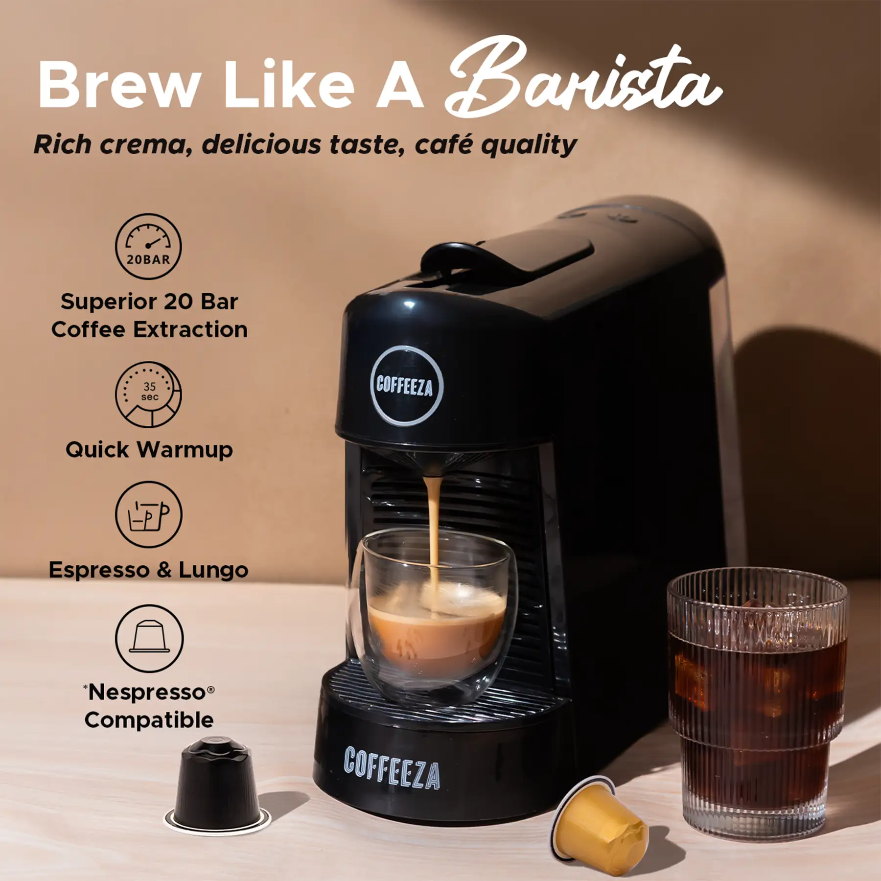 Finero Next Coffee Machine + Frothimo Pro Milk Frother & Heater + 10 FREE Coffee Pods + 1 Year Membership Benefits - Image 4