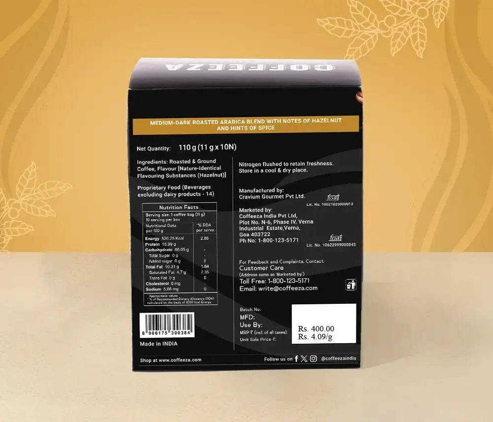 Hazelnut Flavoured - 100% AA Arabica Pour-Over Coffee Bags - Image 3