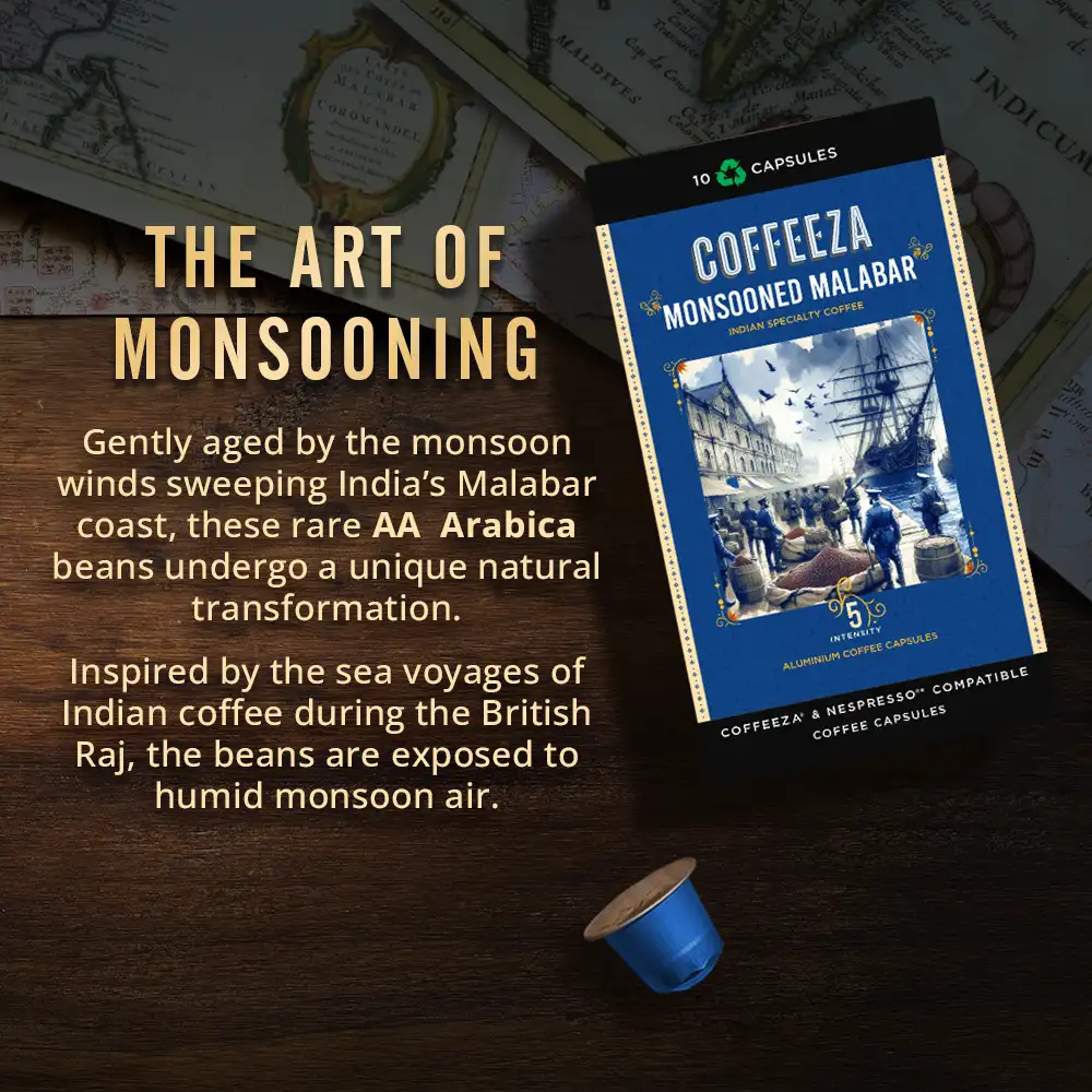 Monsooned Malabar 100% AA Arabica Aluminium Coffee Capsules - Image 3