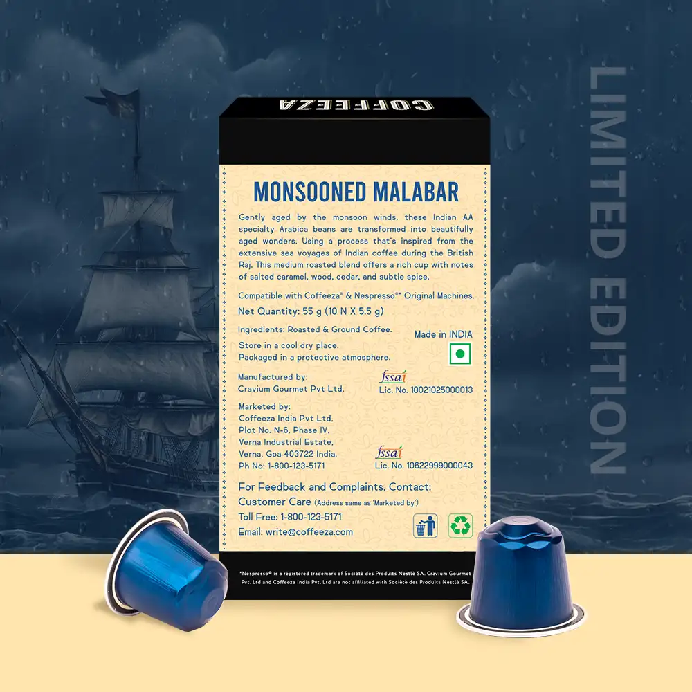Monsooned Malabar 100% AA Arabica Aluminium Coffee Capsules - Image 4