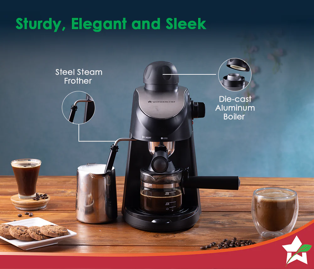 Regenta Espresso Coffee Maker 5-bar | Built in Milk Frother | Make Espressos, Cappuccinos & Lattes at Home | Metal Porta Filter | 2 Years Warranty - Image 4